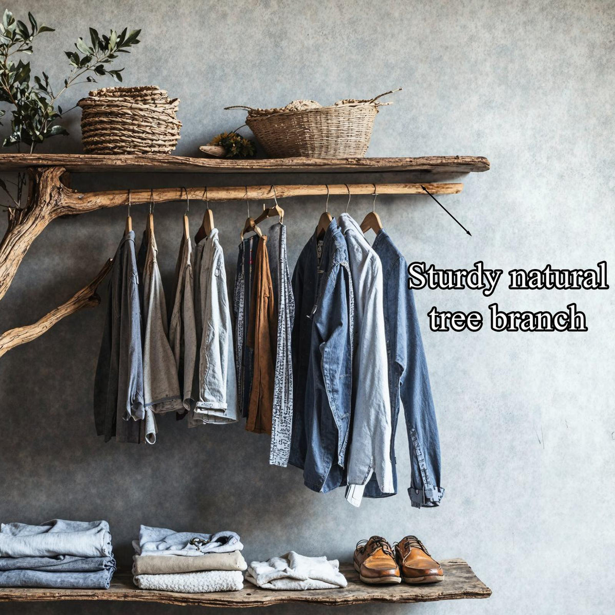 Tree Branch Rack Wall Coat Rack With Shelf Wall Mount