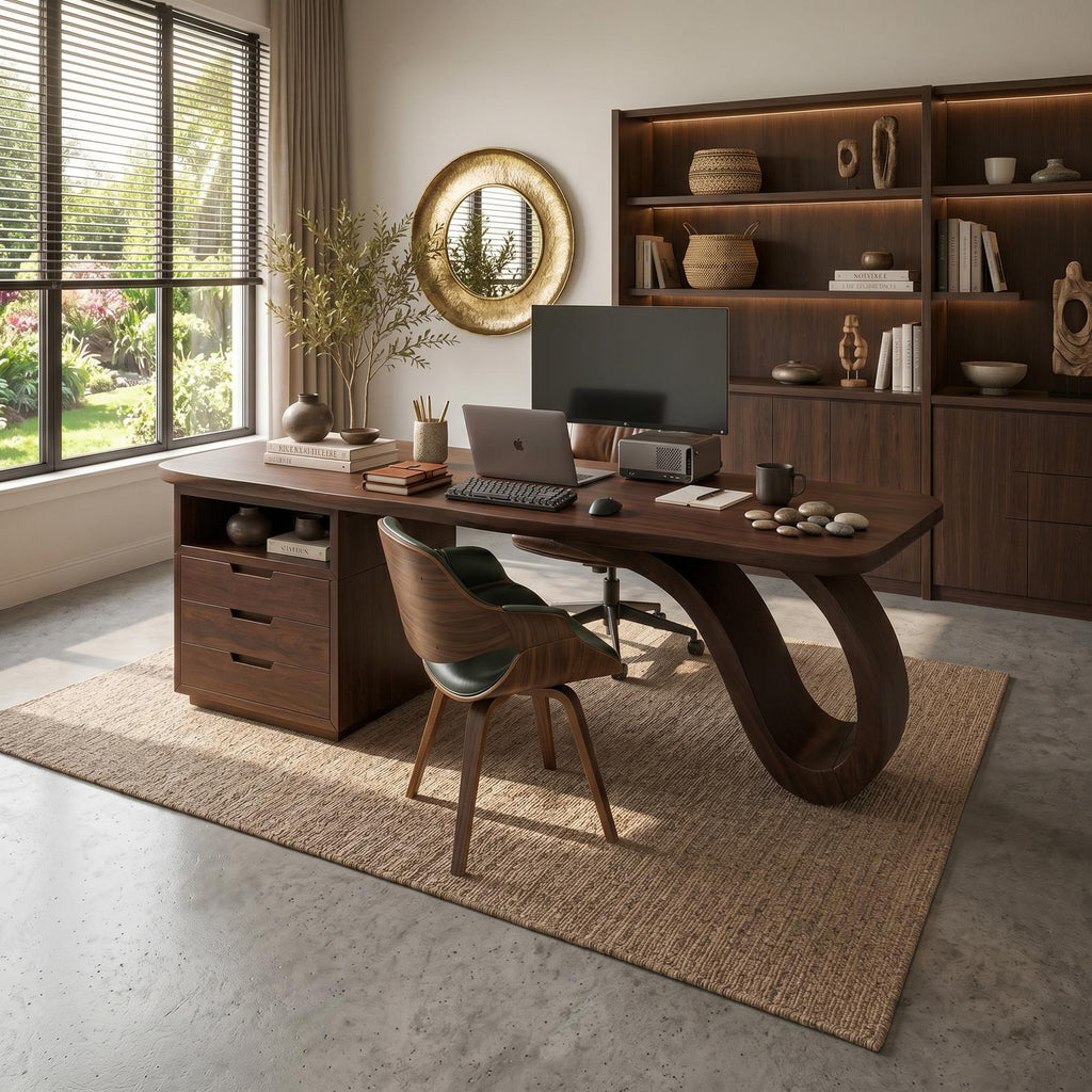 Organic Sculptural Executive Desk Luxury Workspace