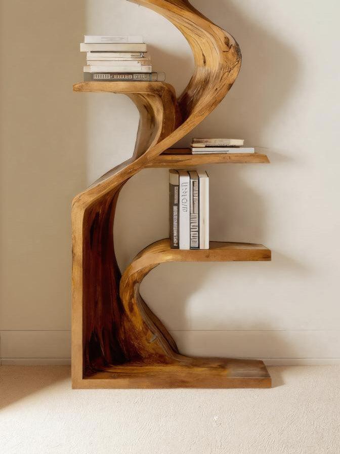Handcrafted Sculpted Bookshelf For Living Room