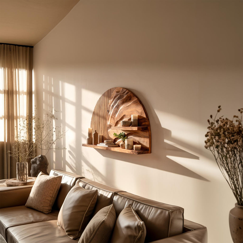 Rustic Decorative Wood Wall Shelf, Floating Floating Display Ledge for Living Room Interior