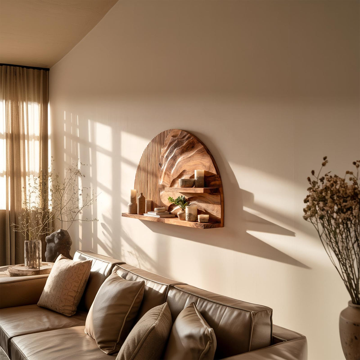 Rustic Decorative Wood Wall Shelf, Floating Floating Display Ledge for Living Room Interior