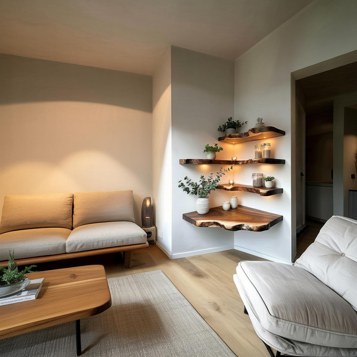 Rustic Organic Minimal Wall Shelf For Living Room And Apartment