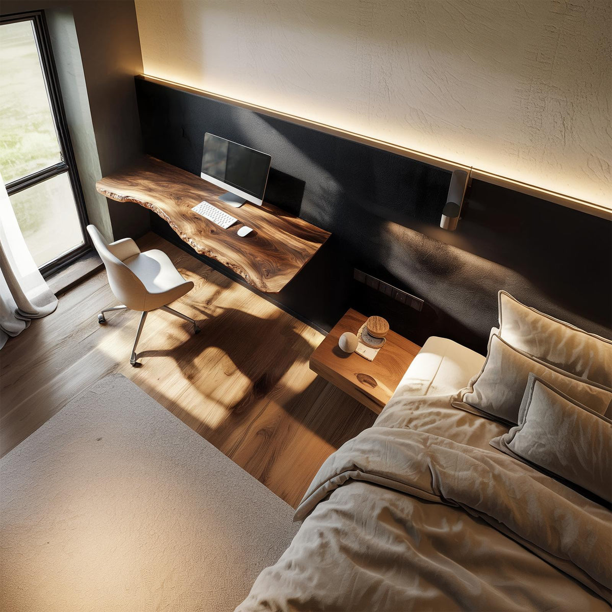 Rustic Wall Mounted Desk For Home Office And Minimal Interior