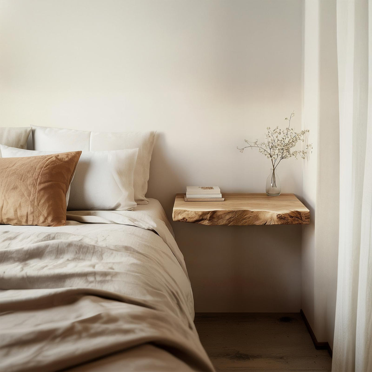 Rustic Floating Nightstand For Bedroom And Small Space SINLSAFL461