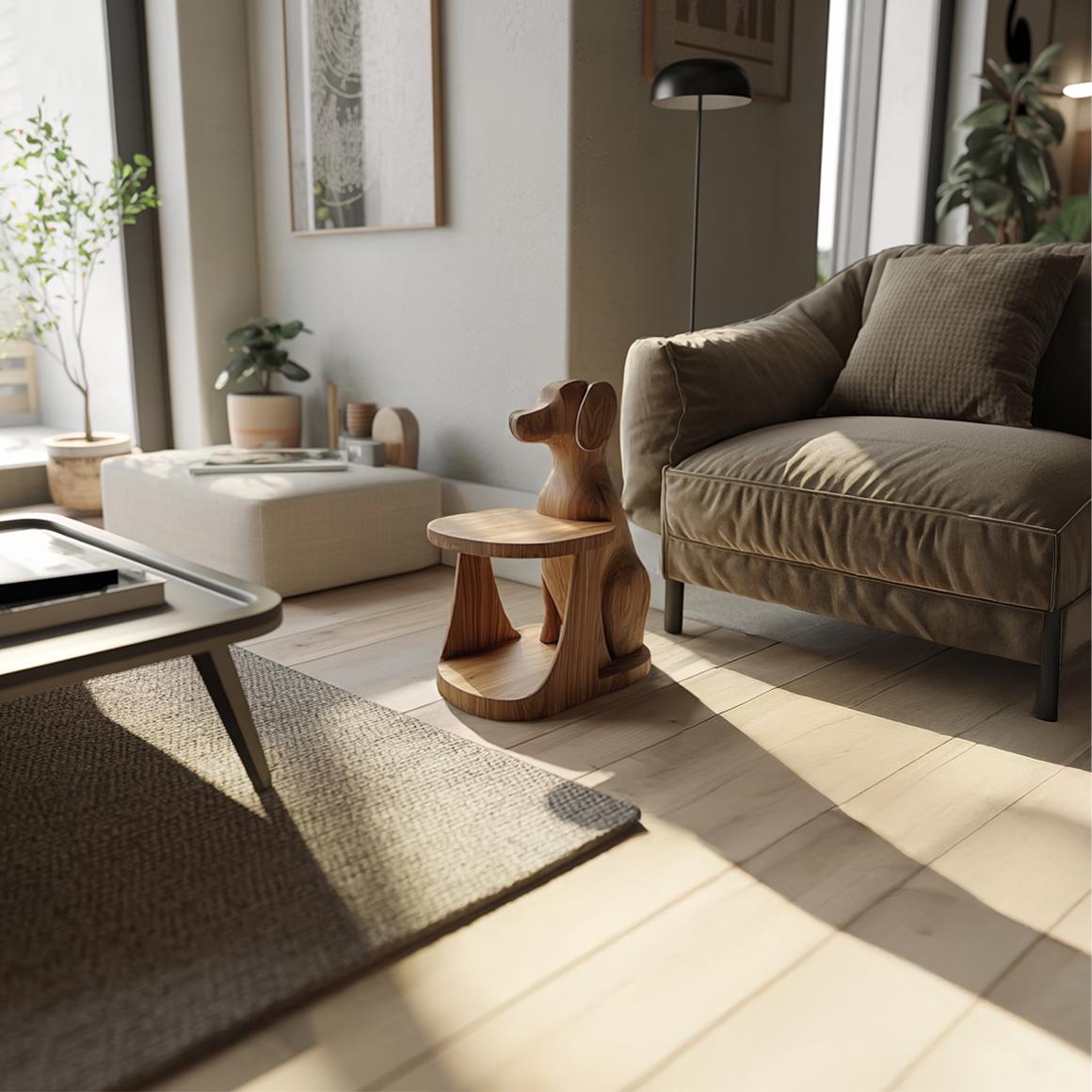 Modern Sculptural Dog Side Table For Living Room And Bedroom