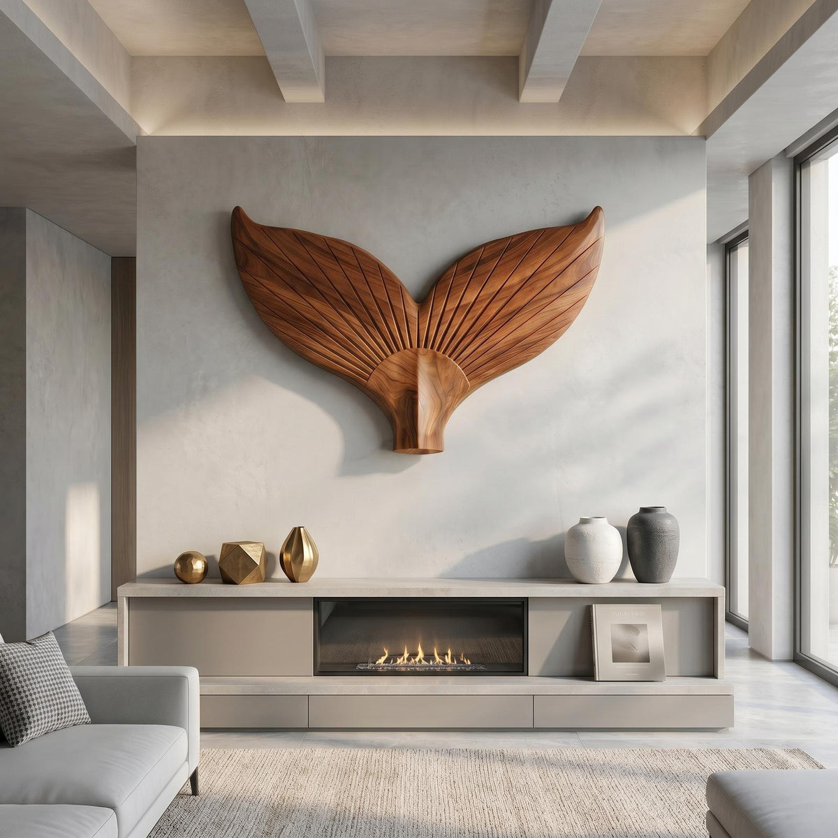 Angel Wings Wooden Wall Sculpture, Hand-Carved Distressed Wood Art Decor for Living Room & Entryway