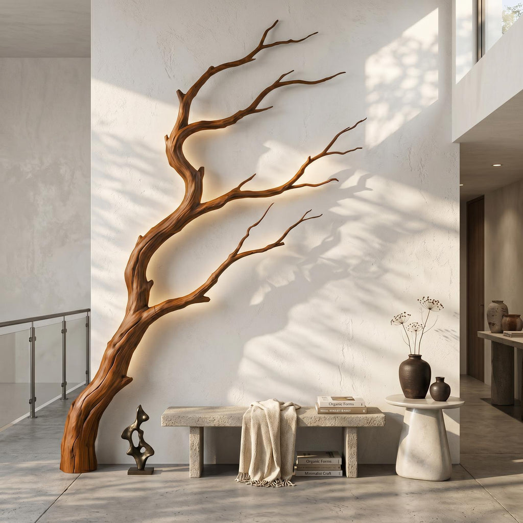 Spry Interior Organic Modern Wood Wall Decor, Sculptural Tree Branch Art for Entryway & Foyer, SINLSAWD128