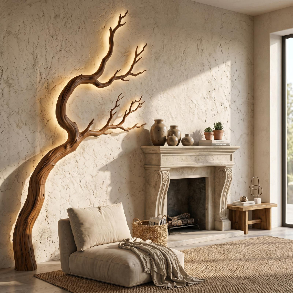 Spry Interior Organic Wood Wall Decor, 3D Sculptural Tree Branch Art Hanging Sculpture for Living Room, SINLSAWD122
