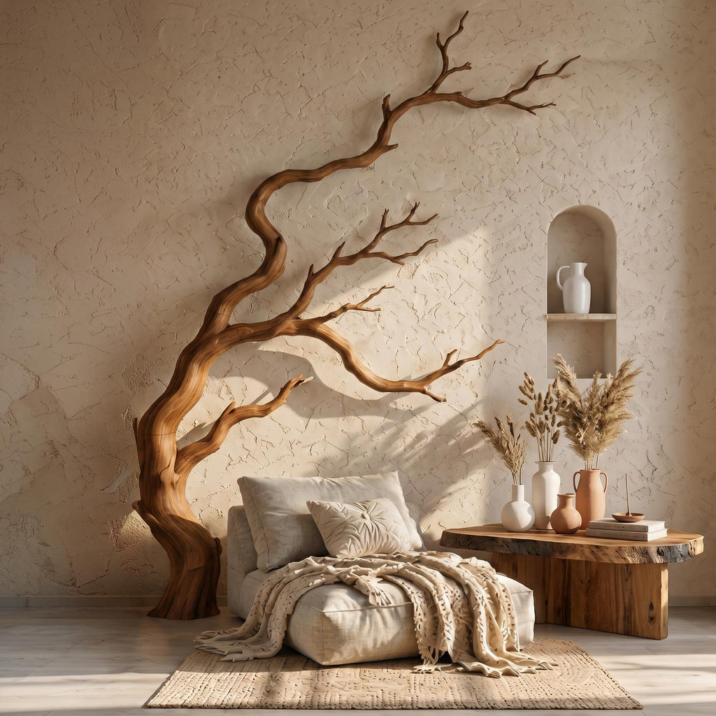 Spry Interior Contemporary Wooden Wall Decor, Sculptural Tree Branch Sculpture for Bedroom & Living Room Art, SINLSAWD119
