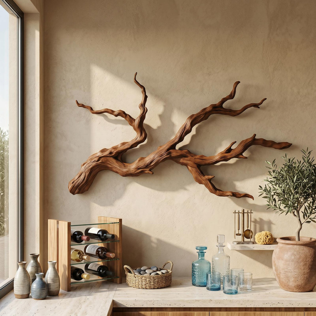 Handcrafted Branch Wood Wall Art, Rustic Nature-Inspired Tree Limb Sculpture for Living Room Bedroom, Model
