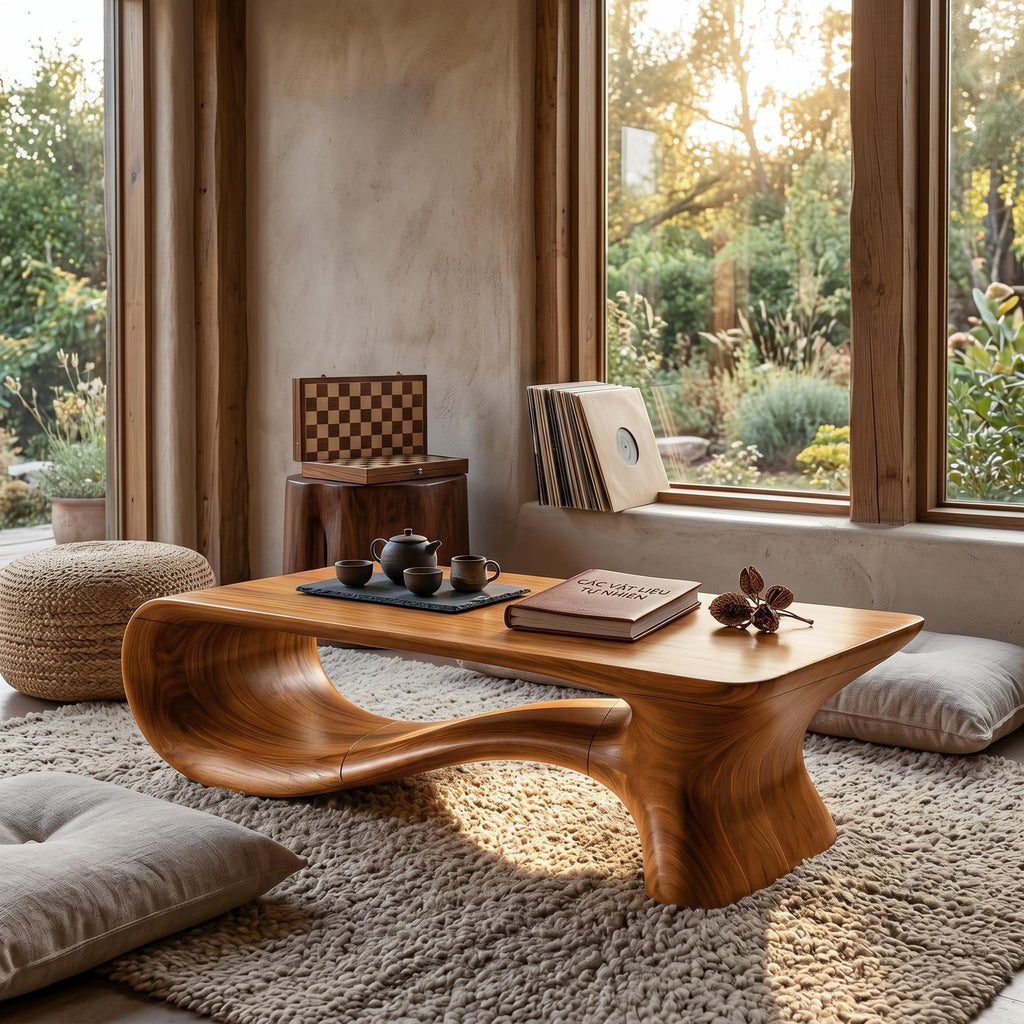 Modern Coffee Table With Flowing Organic Silhouette For Living Room