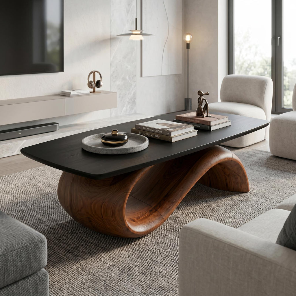 Handcrafted Coffee Table With Artistic Wood Design For Living Room