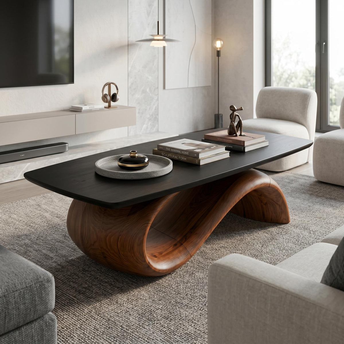 Handcrafted Coffee Table With Artistic Wood Design For Living Room