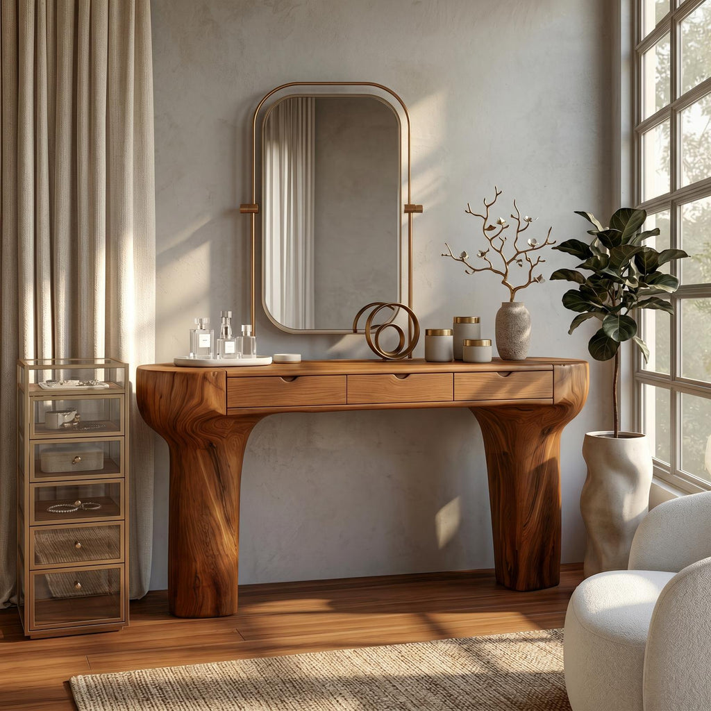 Rustic Dressing Table With Solid Wood Design For Bedroom