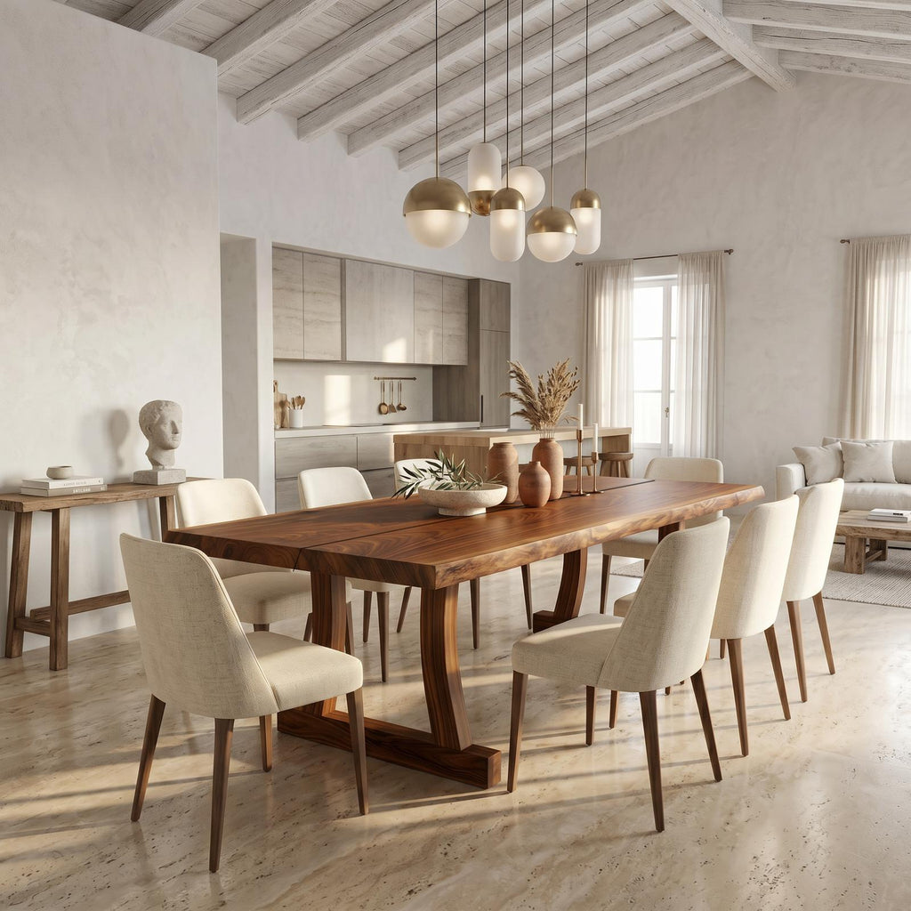 Spry Interior Contemporary Solid Wood Dining Table with Rounded Edge, Modern Kitchen Room Dinner Table, SINLSADT190