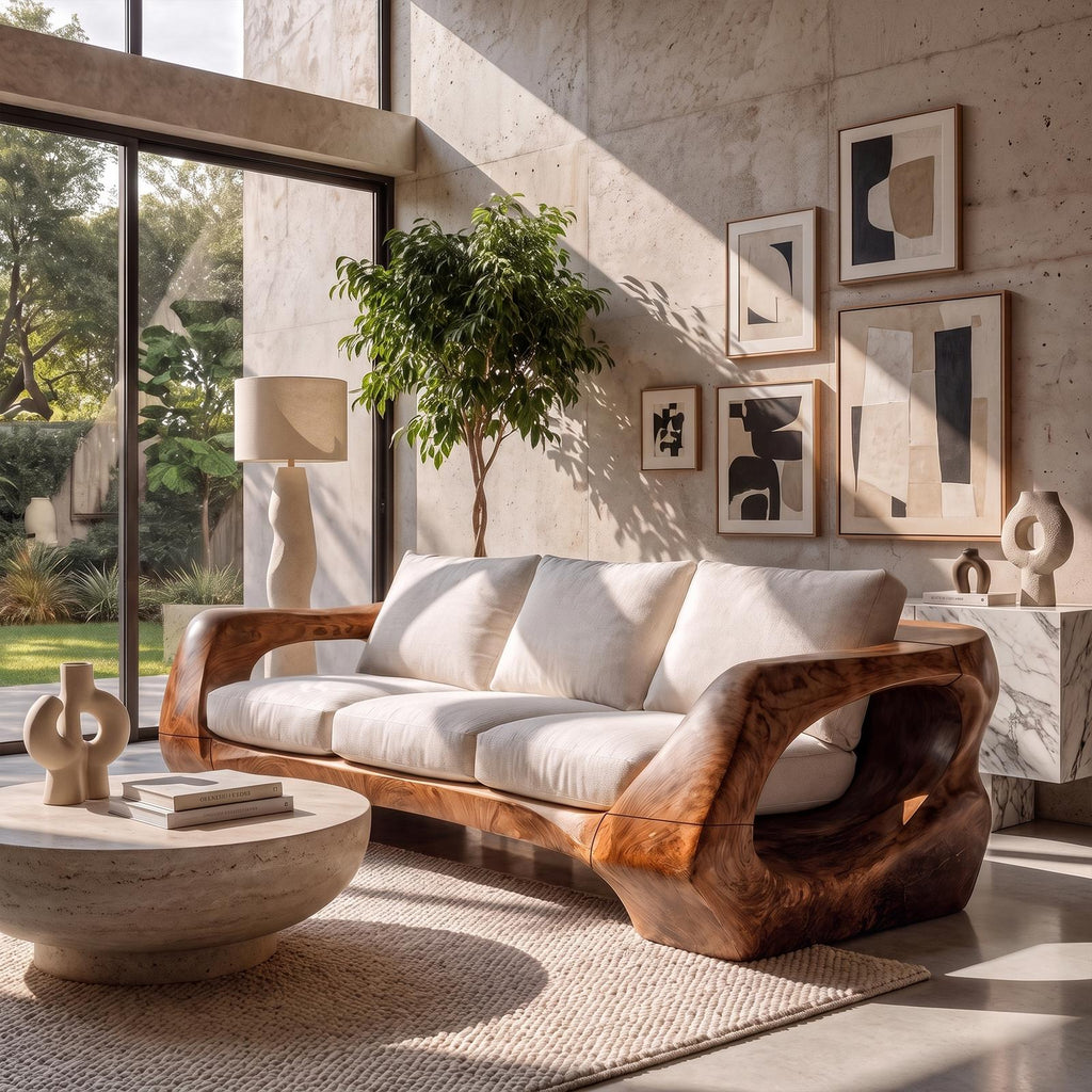 Natural Sculptural Sofa For Living Room And Lounge Area