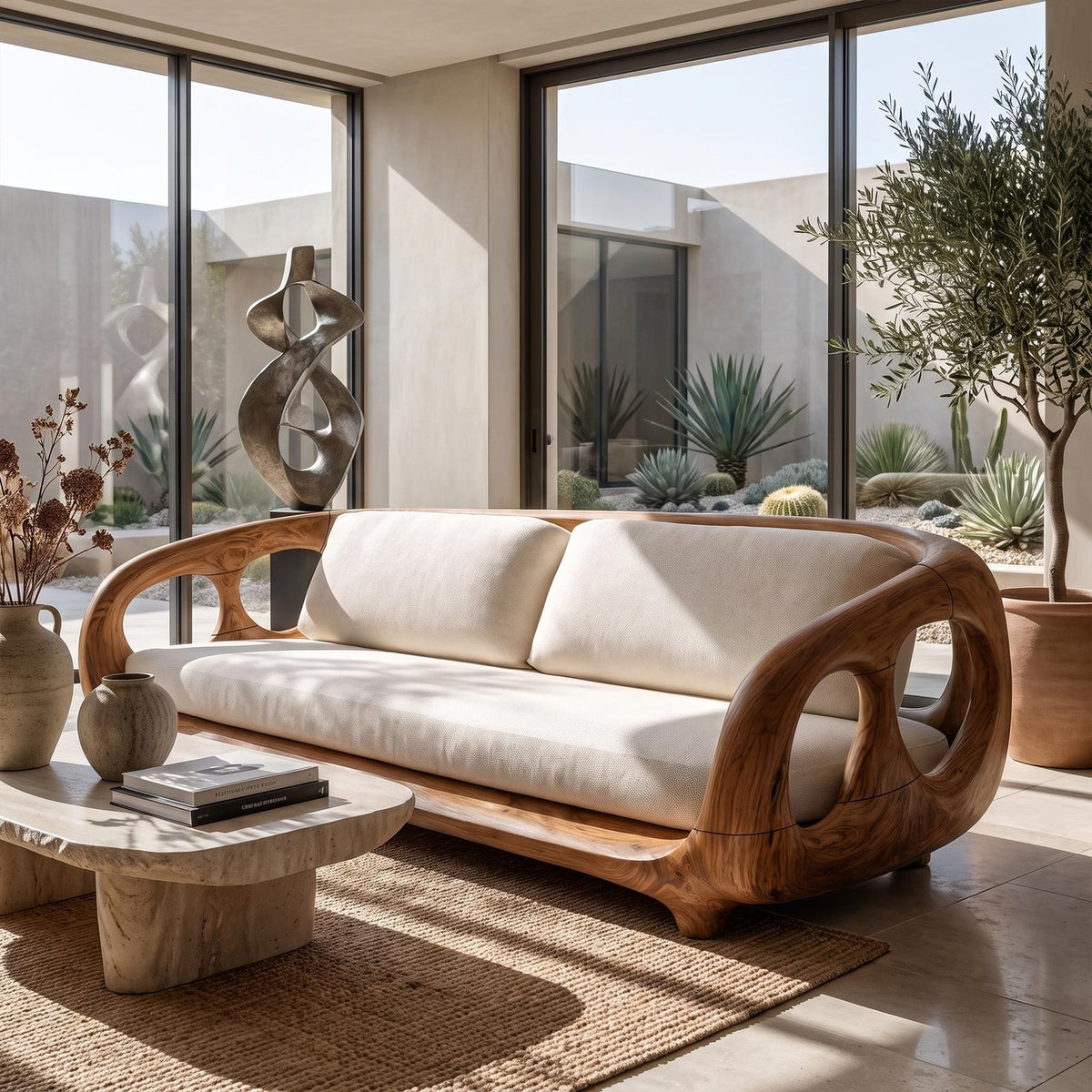 Modern Sculptural Sofa For Living Room And Sunroom