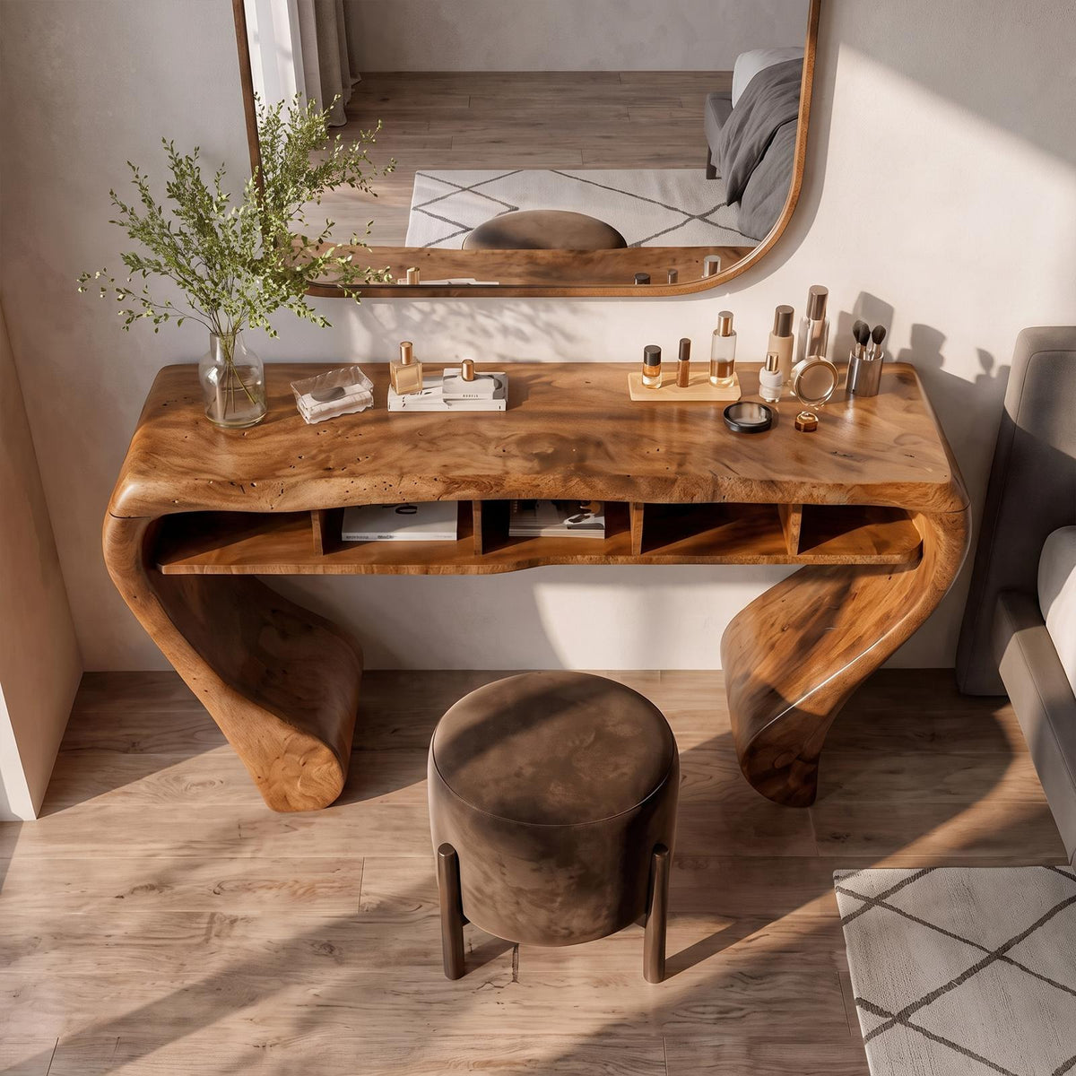 Rustic Dressing Table With Open Drawer Storage For Bedroom And Dressing Room SINLKIMKV096
