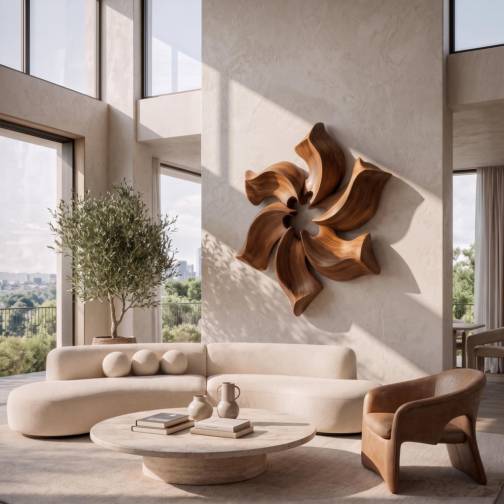Sculptural Pinwheel Flower Wall Decor For Living Room And Foyer SINLKIWA164