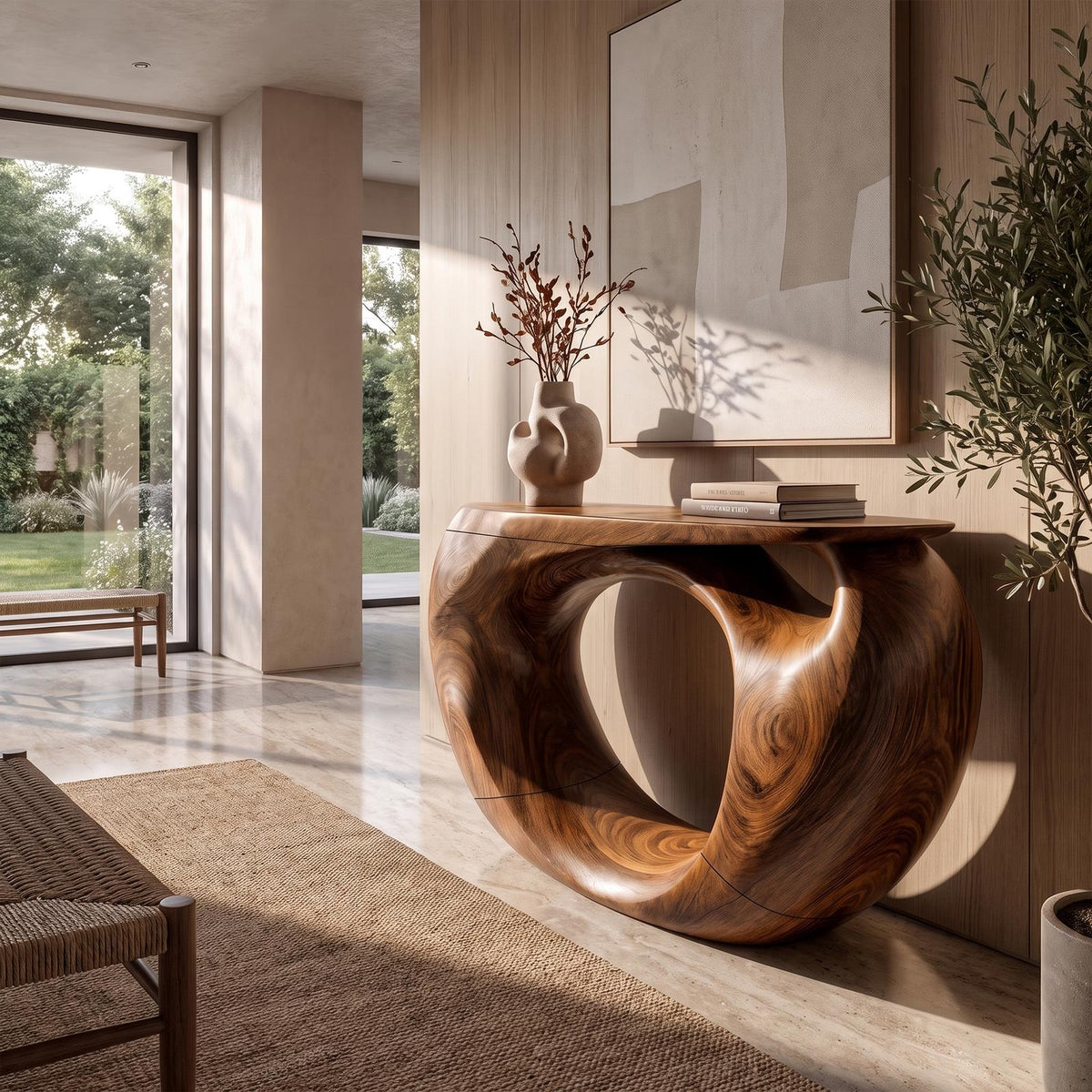Console Table Organic Hollow Base Design For Entryway SINLKICS682