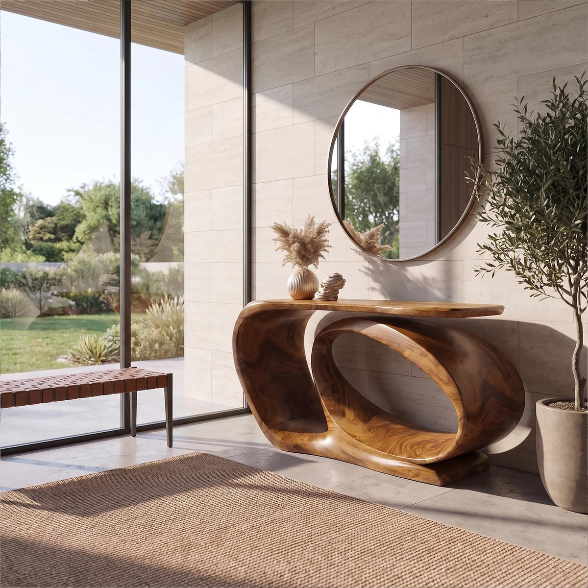 Console Table Sculptural Open Loop Base For Entryway Foyer Hallway SINLKICS687