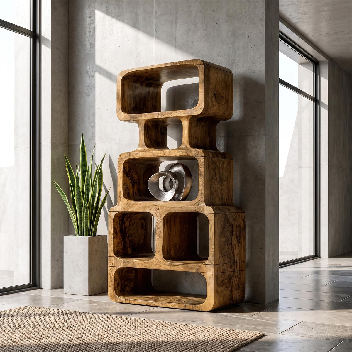 Modern Bookshelf Handcrafted Solid Wood Design For Home Library