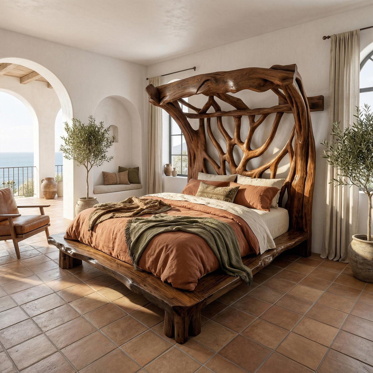 Rustic Tree Bed Modern Bedroom SINLKIWB046