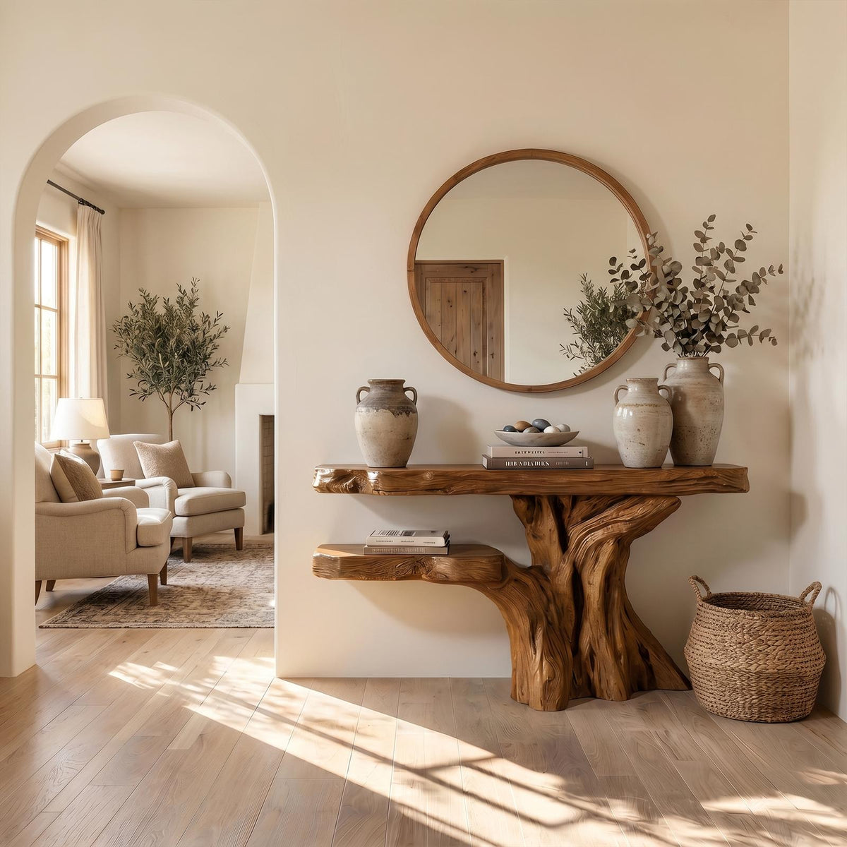 Spry Interior Minimalist Sculptural Console Table, Modern Solid Wood Entryway Sofa Table & Hallway Accent Piece, SINLKICS571