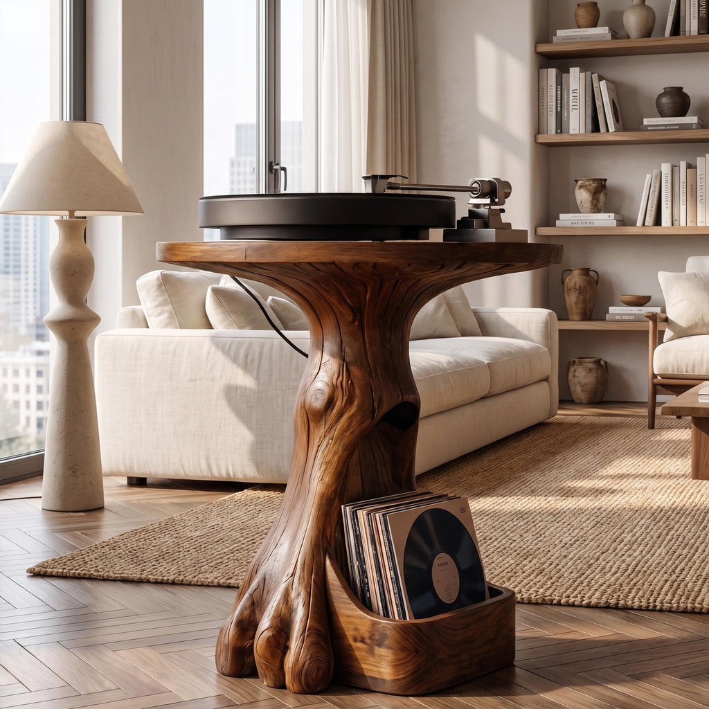 Modern Sculptural Tree Record Player Stand Vinyl Living Room