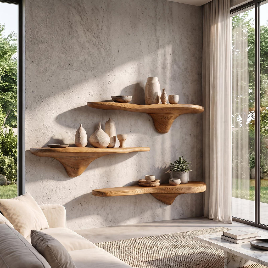 Rustic Mushroom Wall Shelf Entryway