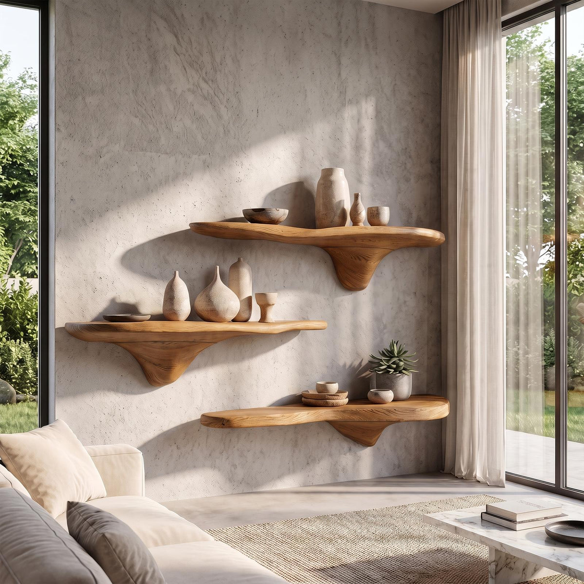 Rustic Mushroom Wall Shelf Entryway