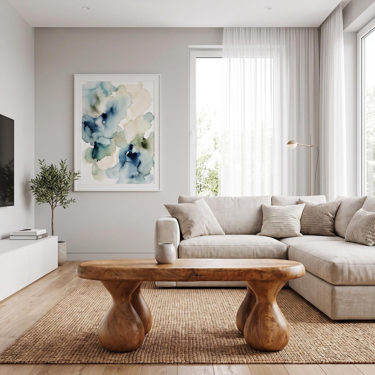 Rustic Coffee Table With Handcrafted Sculptural Wood Design For Living Room