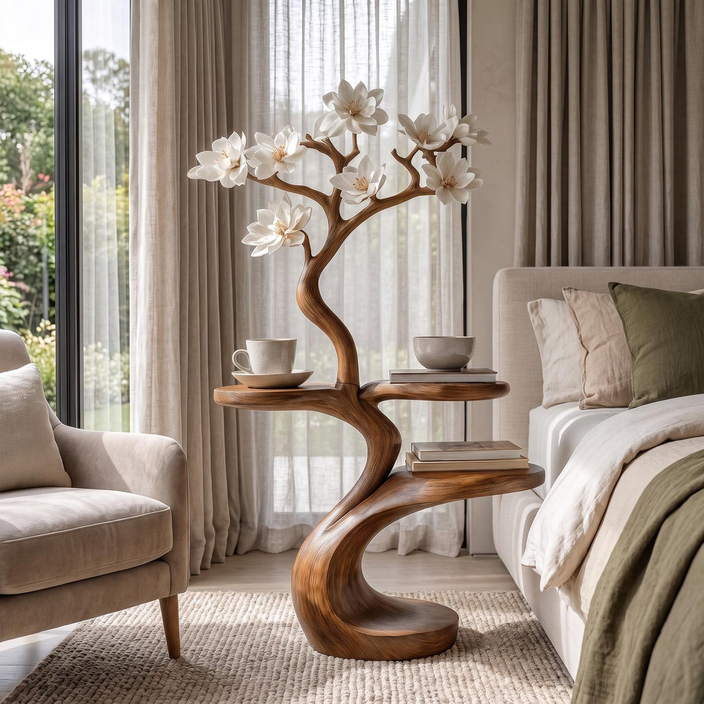 Rustic Tree Shape Bedside Table Modern Bedroom