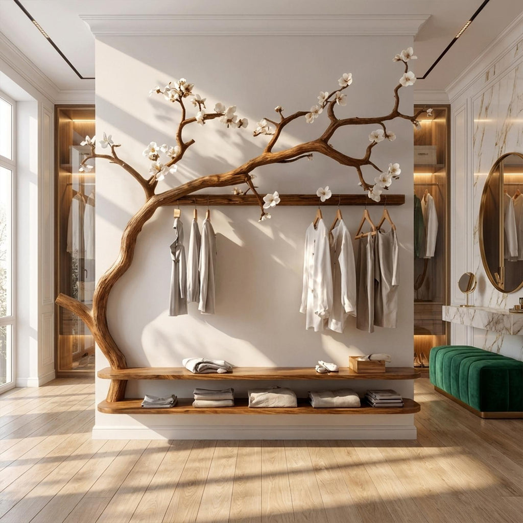Scandinavian Tree Wardrobe Solid Wood Handcrafted Bedroom Organizer