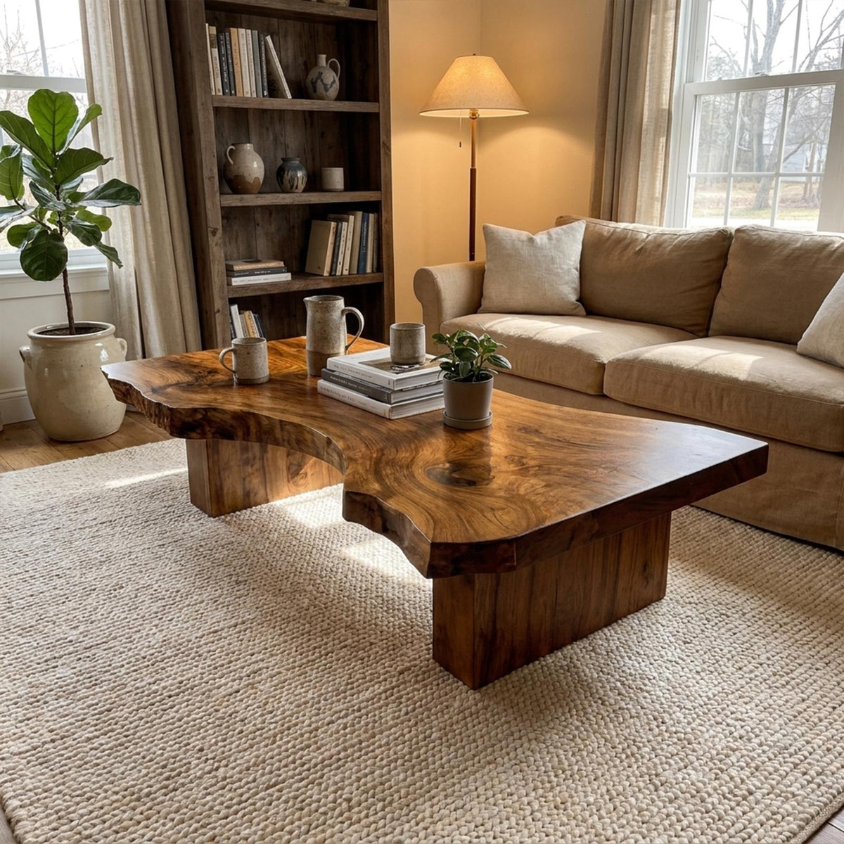 Rustic Sculptural Coffee Table Modern Living Room Display SINLKICF129