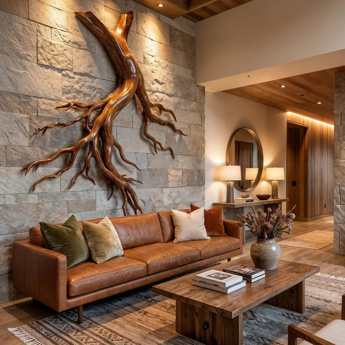 Mid Century Twisted Root Wall Sculpture Living Room