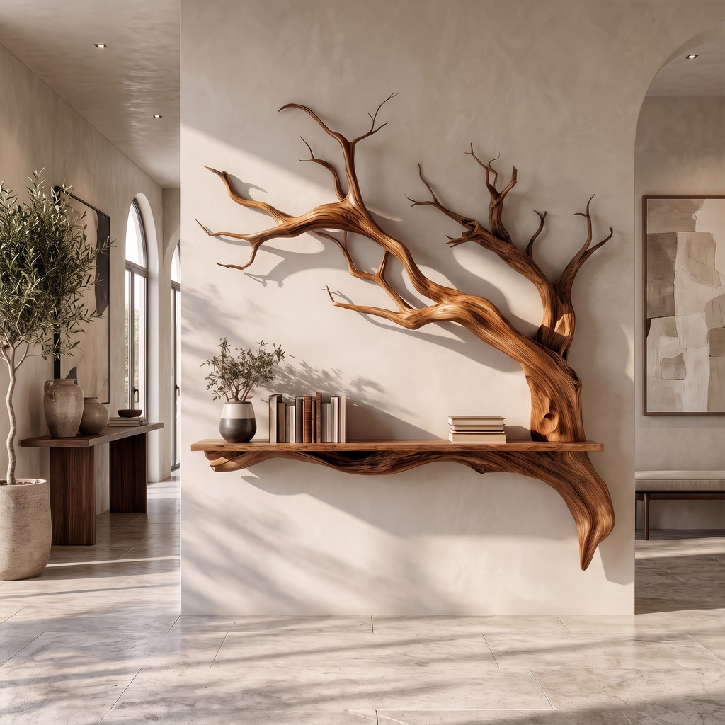 Rustic Tree Branch Wall Shelf Natural Artistic Home Decor
