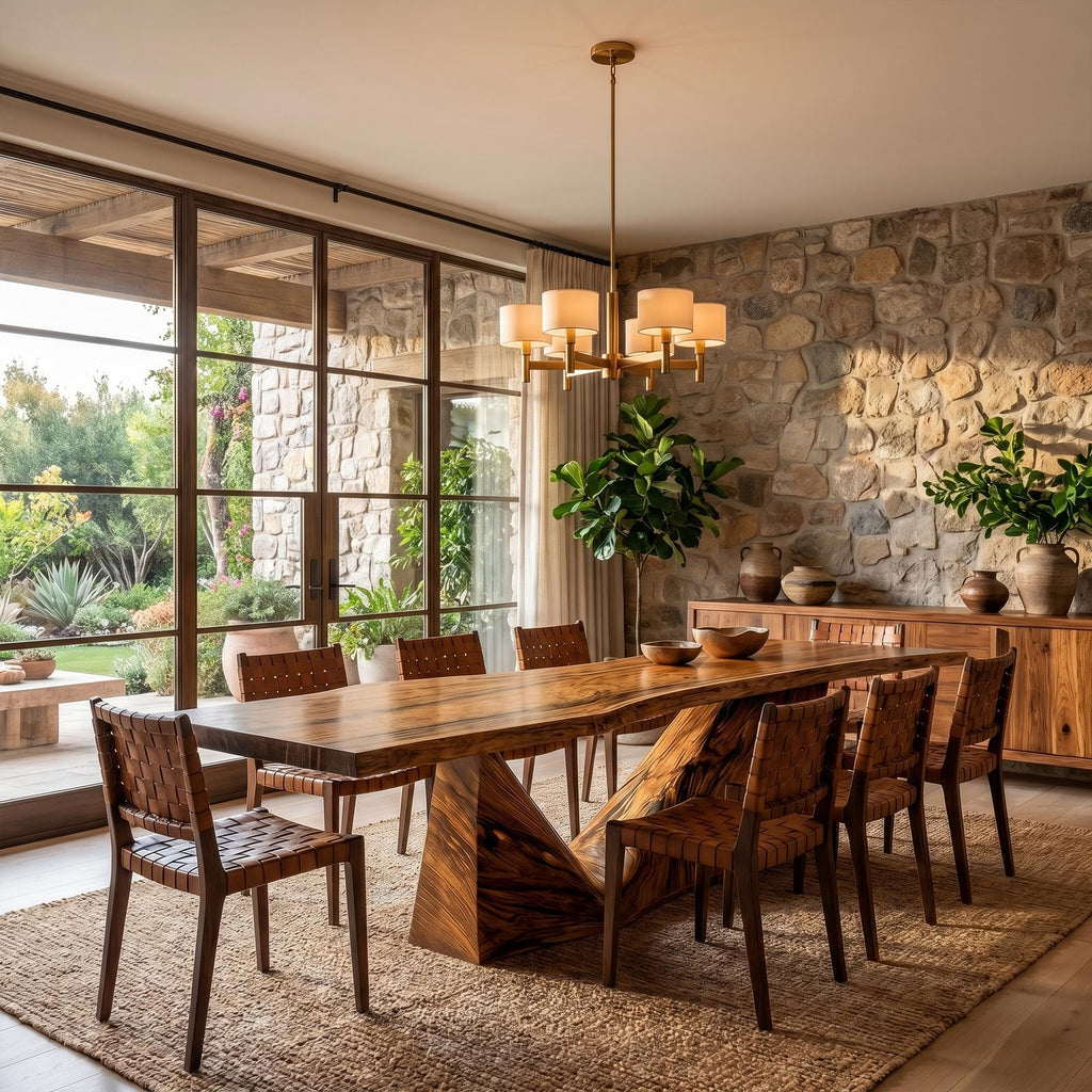 Organic Sculptural Dining Table, Handcrafted Solid Wood Statement Dining Room & Kitchen Wooden Table