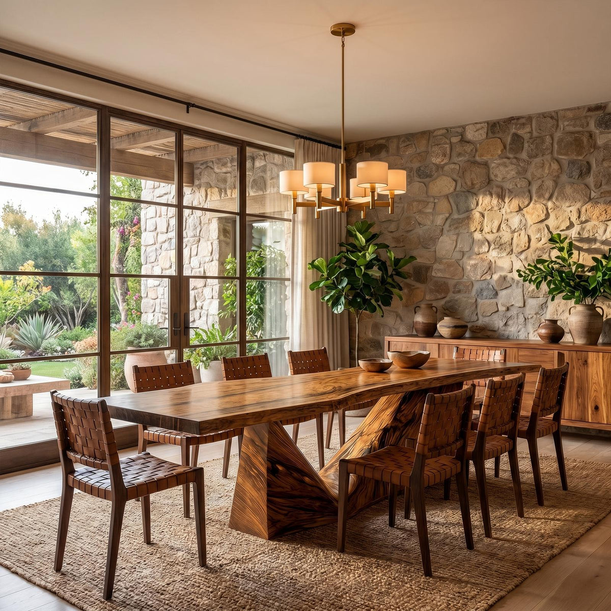 Organic Sculptural Dining Table, Handcrafted Solid Wood Statement Dining Room & Kitchen Wooden Table