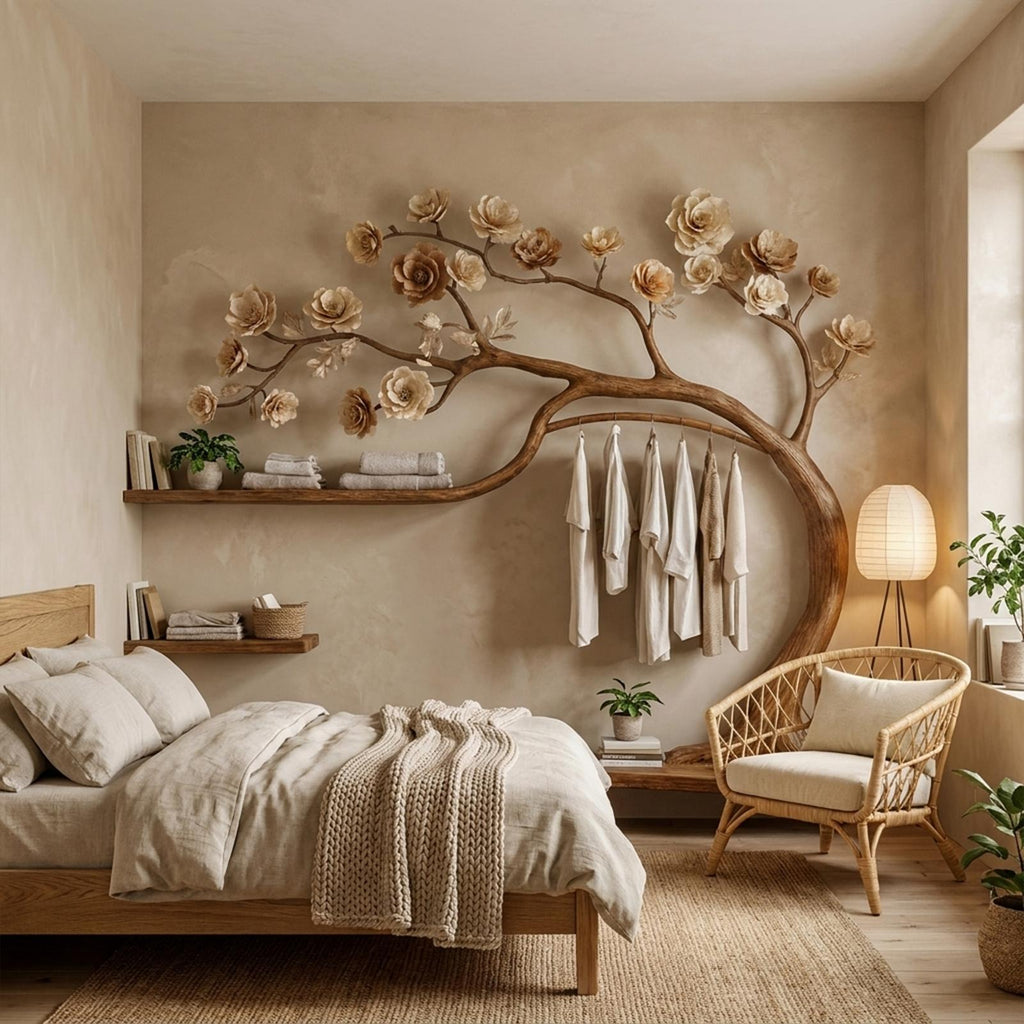 Rustic Tree Wardrobe Solid Wood Handcrafted Bedroom Storage