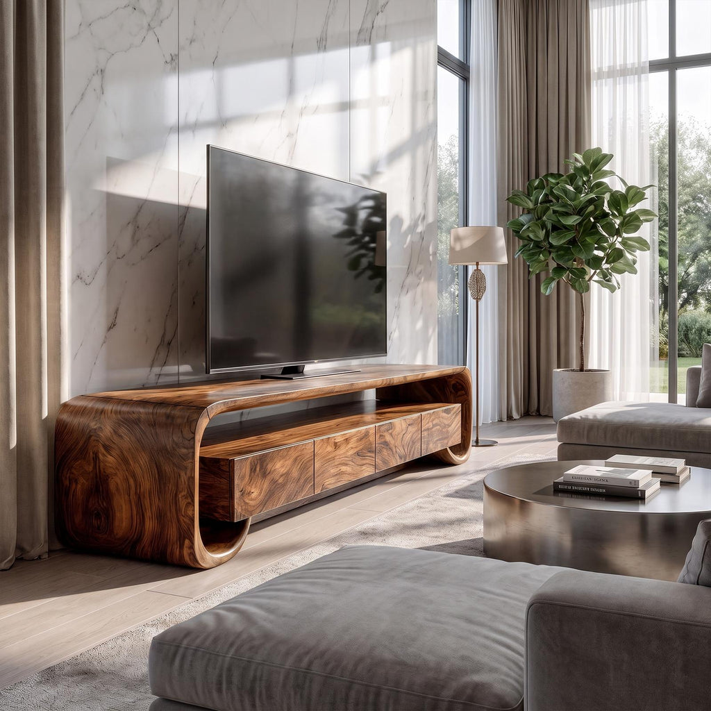 Modern TV Cabinet With Minimal Organic Design For Living Room And Lounge