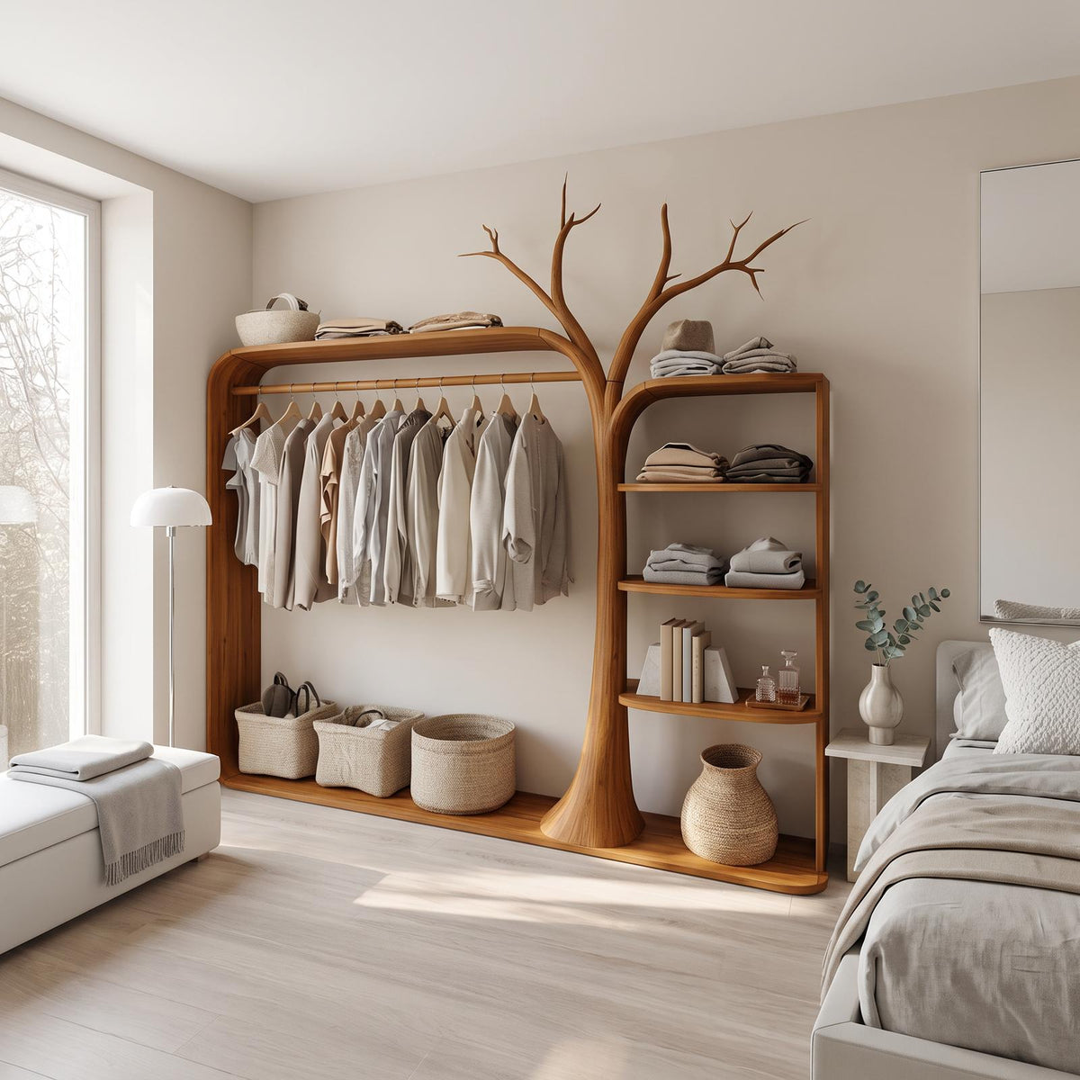 Rustic Clothing Stand Tree Shaped Bedroom Mudroom Entryway