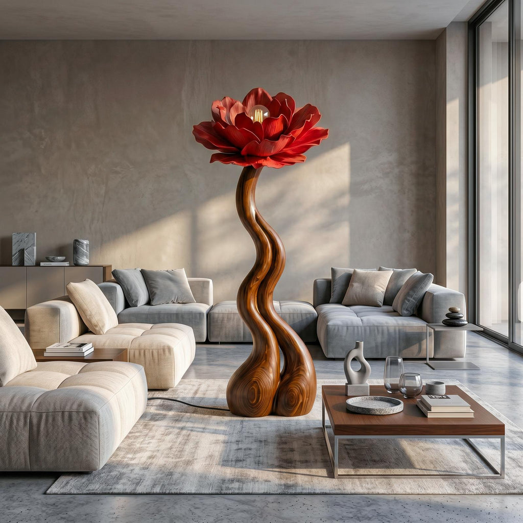 Modern Floor Lamp With Handcrafted Flower Form For Living Room