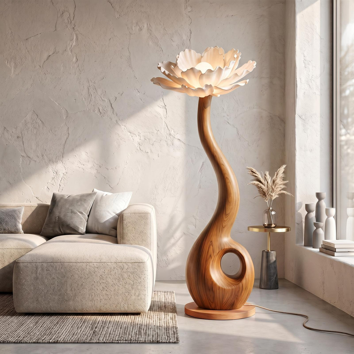 Artistic Floor Lamp With Nature Inspired Flower Design For Living Room SINLSAFLP119