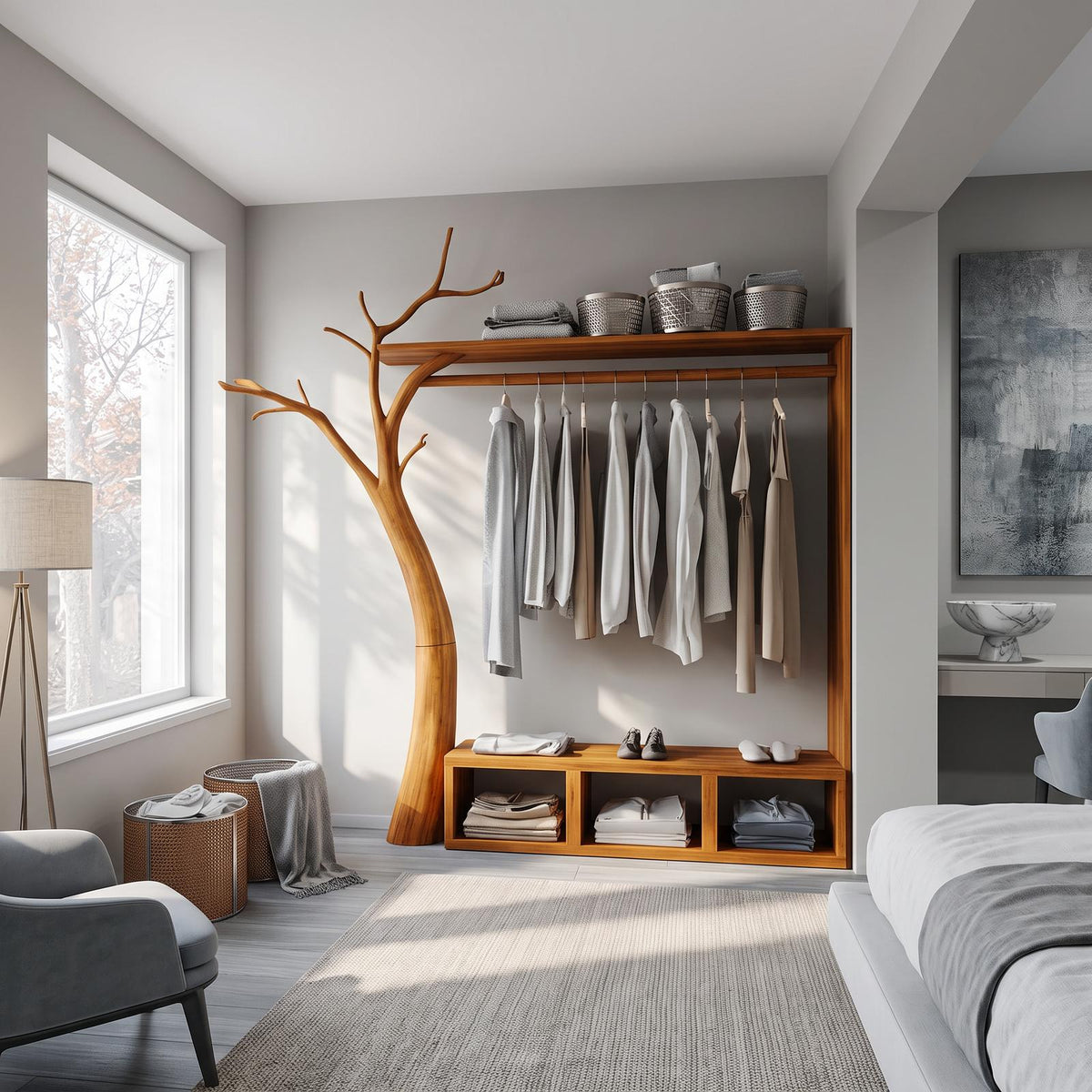 Rustic Tree Coat and Clothing Rack Living Room
