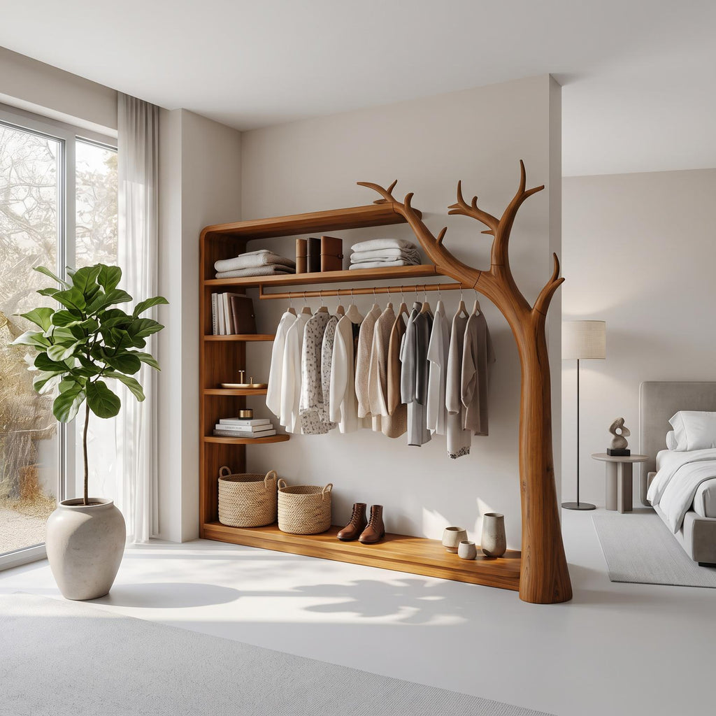 Rustic Tree Wardrobe Rack Bedroom Or Entryway Closet Storage