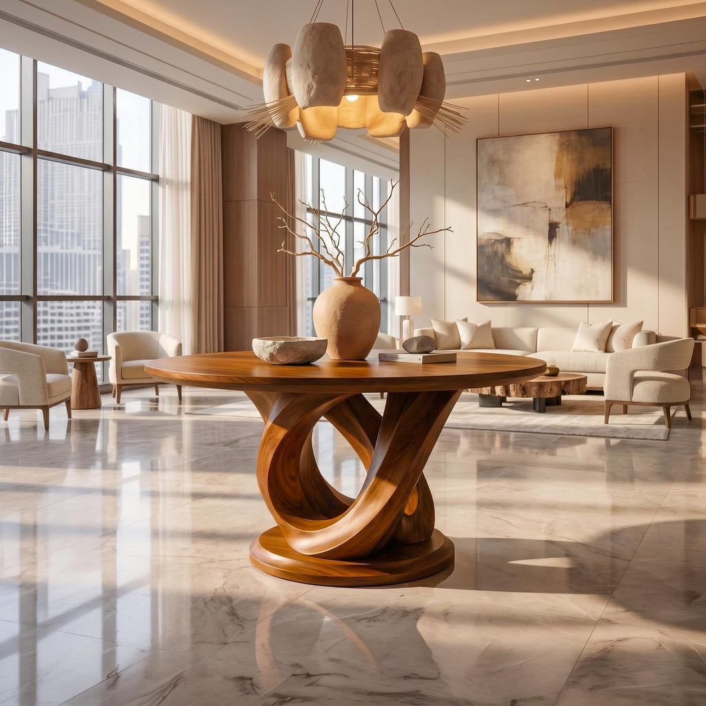 Modern Foyer Table Handcrafted Sculptural Base For Entryway