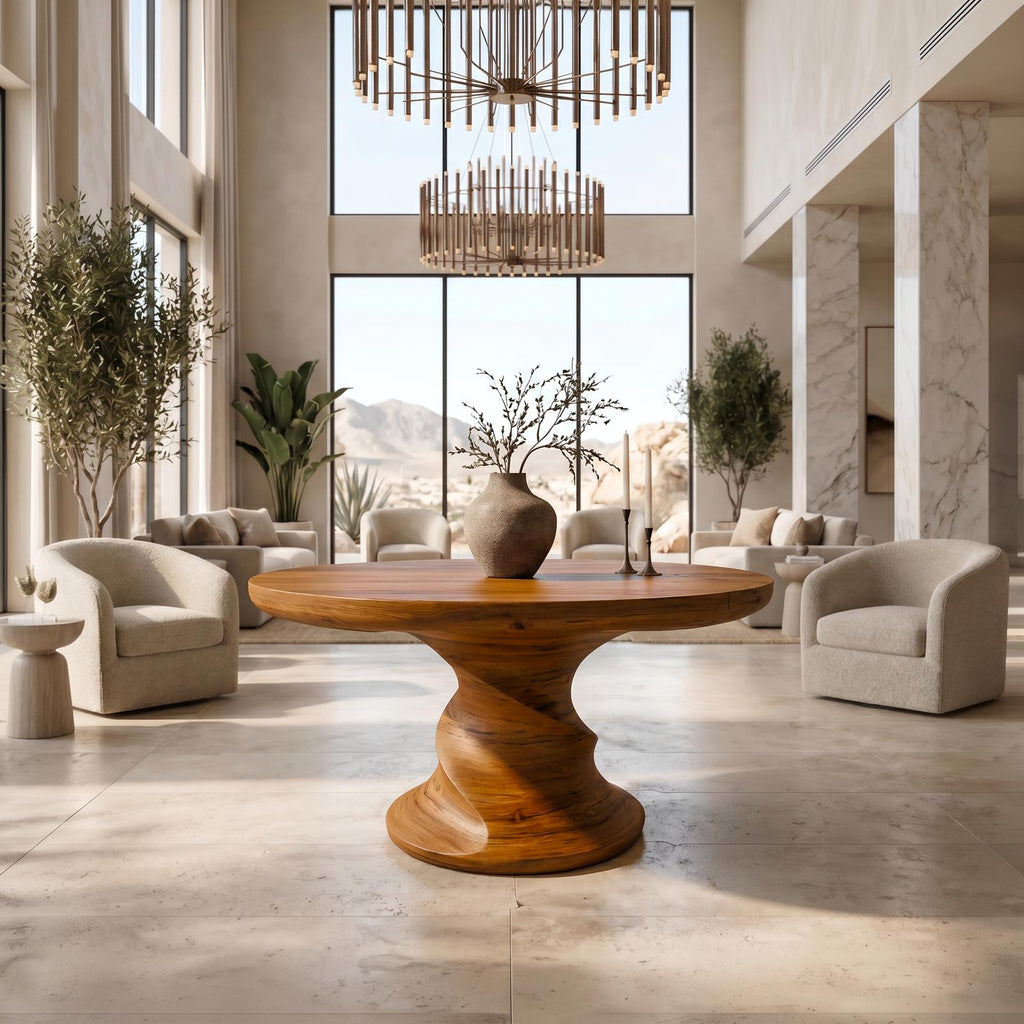 Contemporary Center Table With Flowing Curved Design For Foyer And Hallway