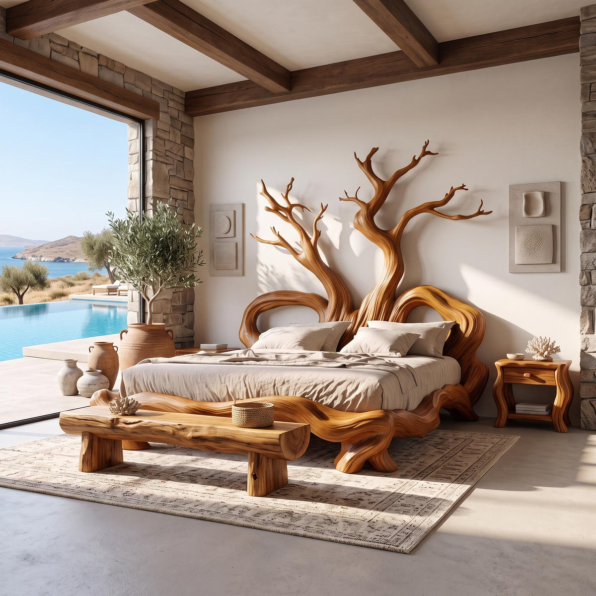 Rustic Artistic Tree Bed Nature Modern Bedroom