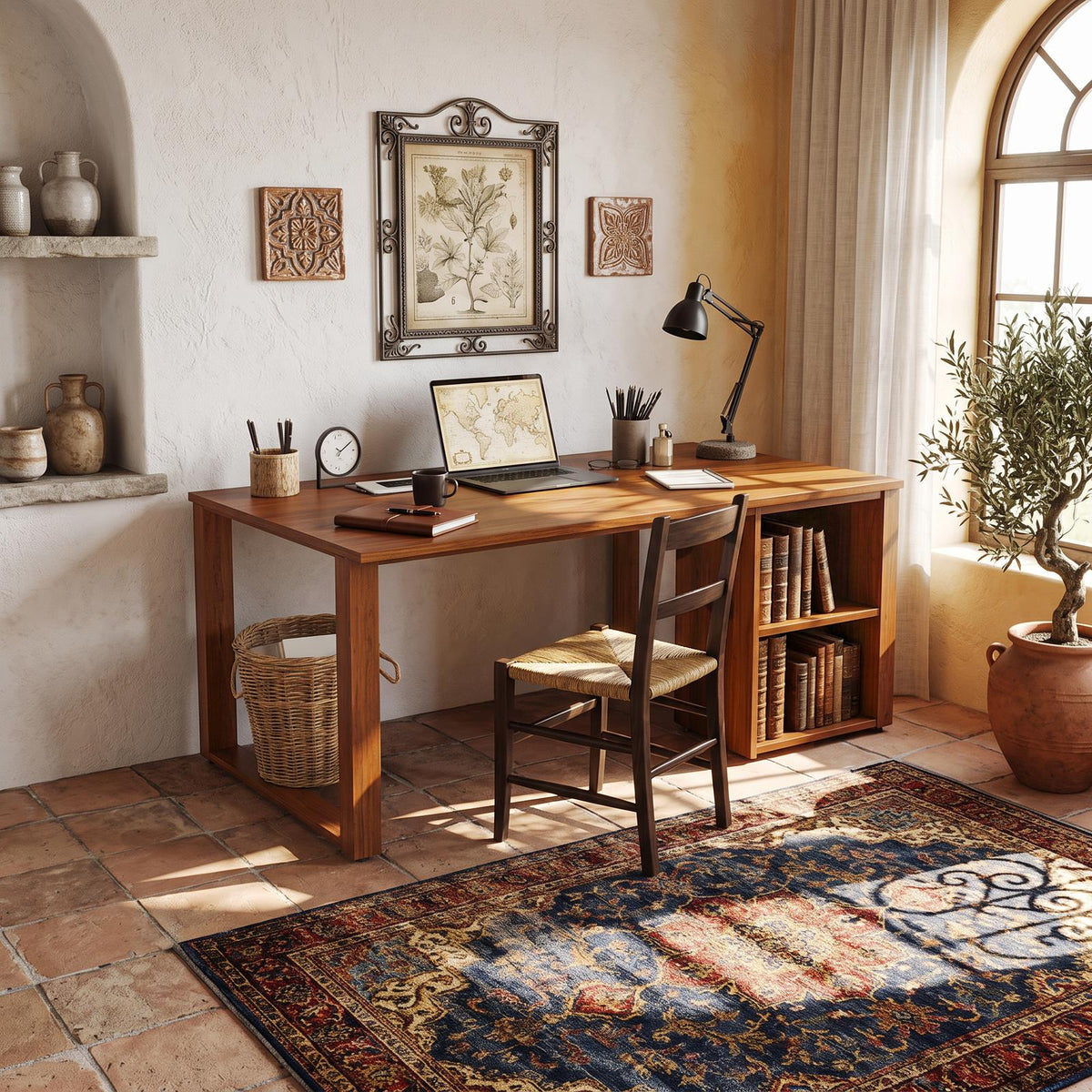 Scandinavian Minimalist Work Desk, Solid Wood Writing Computer Table for Home Office, Sleek Bedroom Study Desk